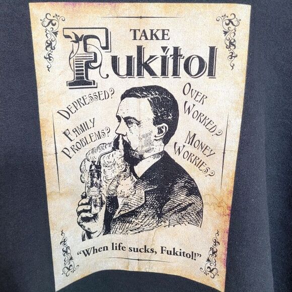 Vintage Heavyweight Graphic Humor Fukitol Oversized Hoodie Size XL - Picture 4 of 6